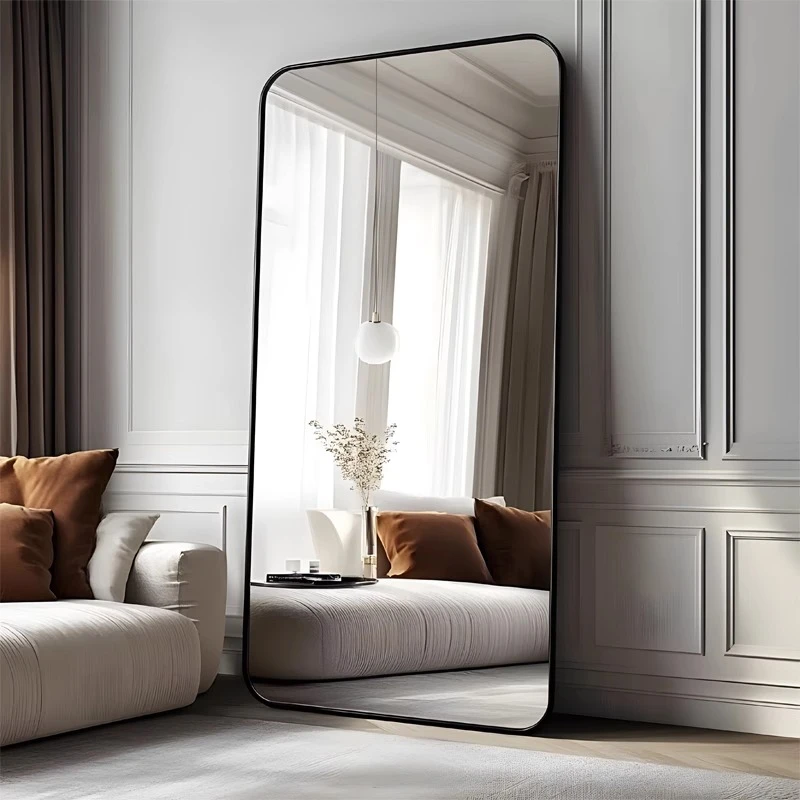 现代简约落地镜全身镜落地家用试衣挂墙高清服装店高级感大镜子