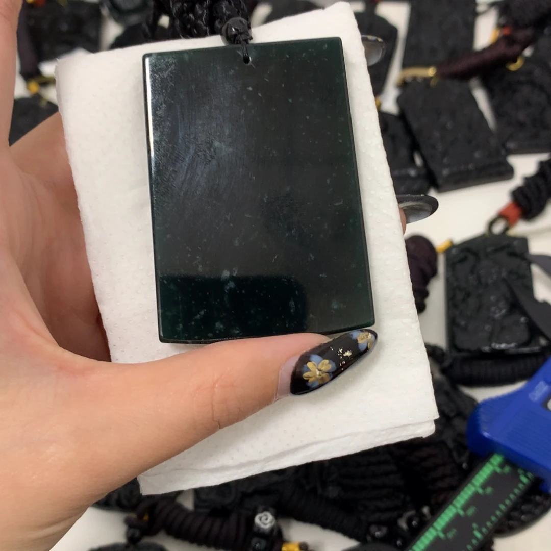 翡翠未镶嵌挂件天然缅甸a货钢琴黑挂件