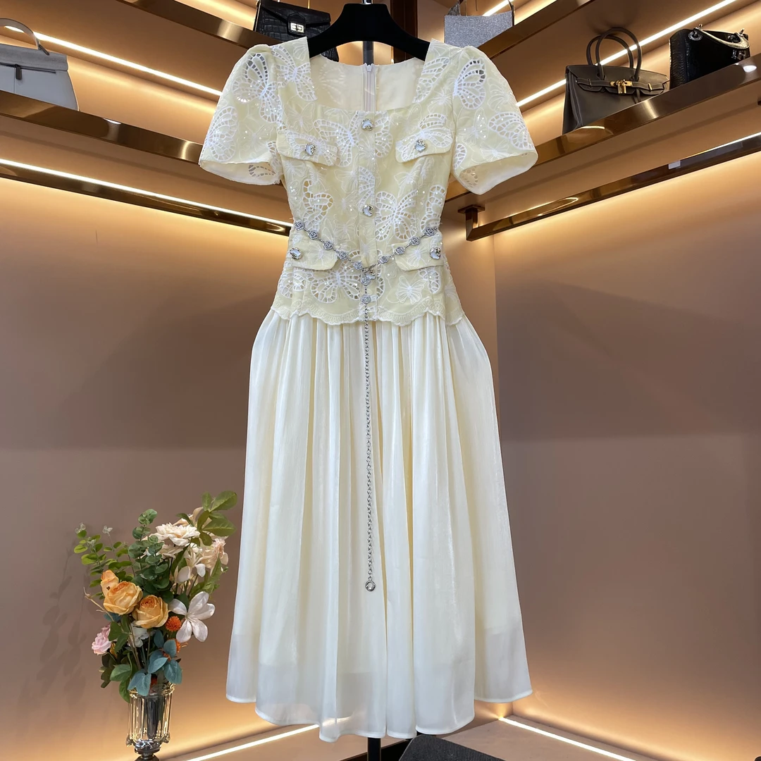 【黄若婉清】《子沫》轻奢设计师款优雅气质修身时尚收腰连衣裙-86603