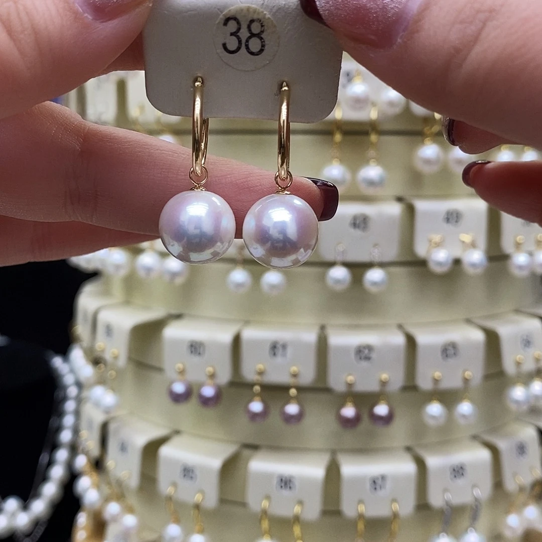 淡水珍珠耳饰18K金镶嵌