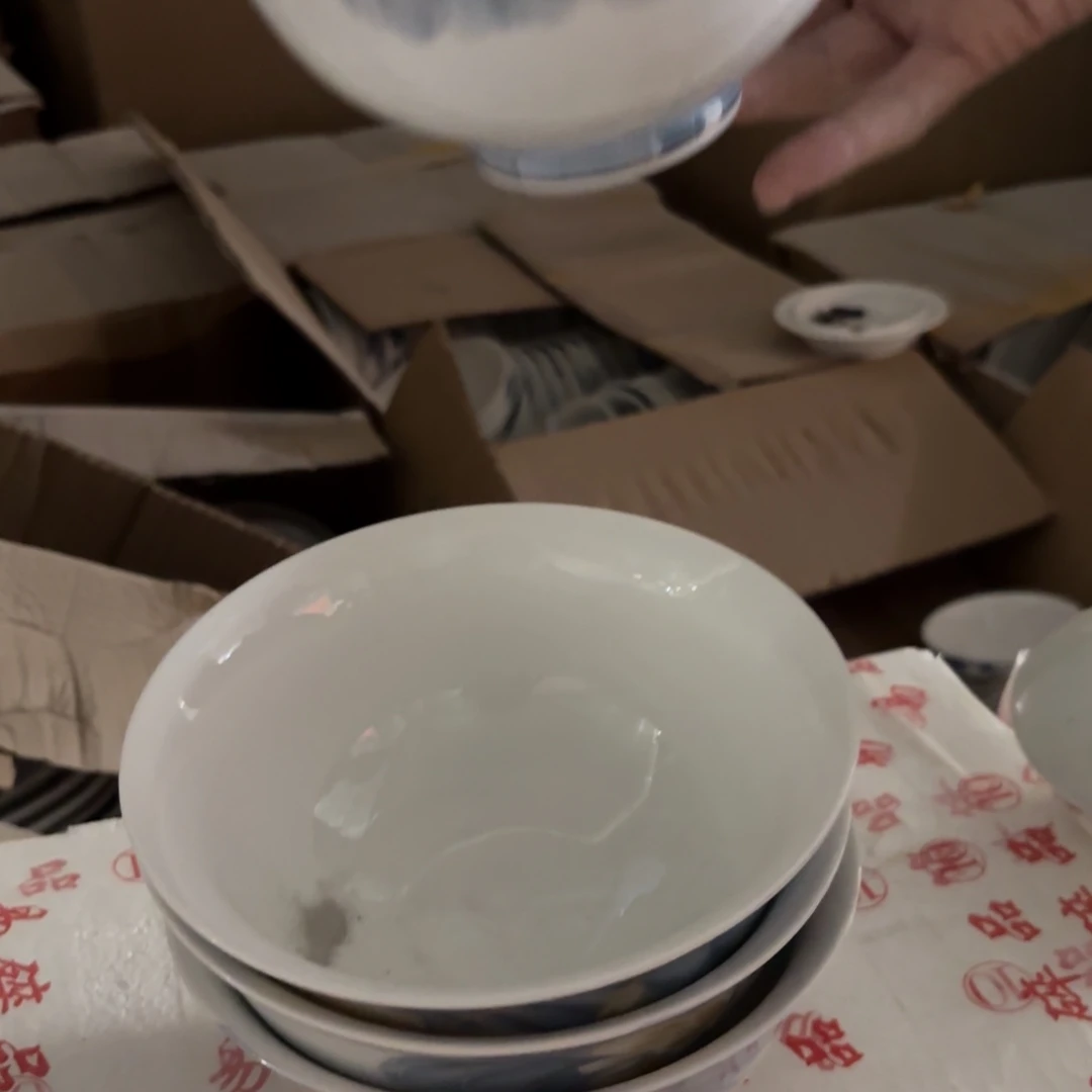 6英寸荷花面碗4只微瑕