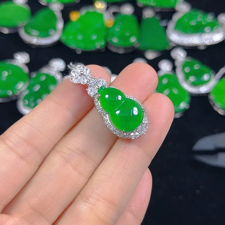 翡翠银S925镶嵌吊坠(不含链)