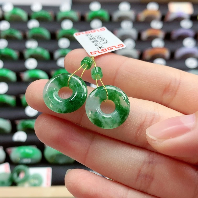【闪购商品】翡翠戒指未镶嵌景***姐甜甜圈一对