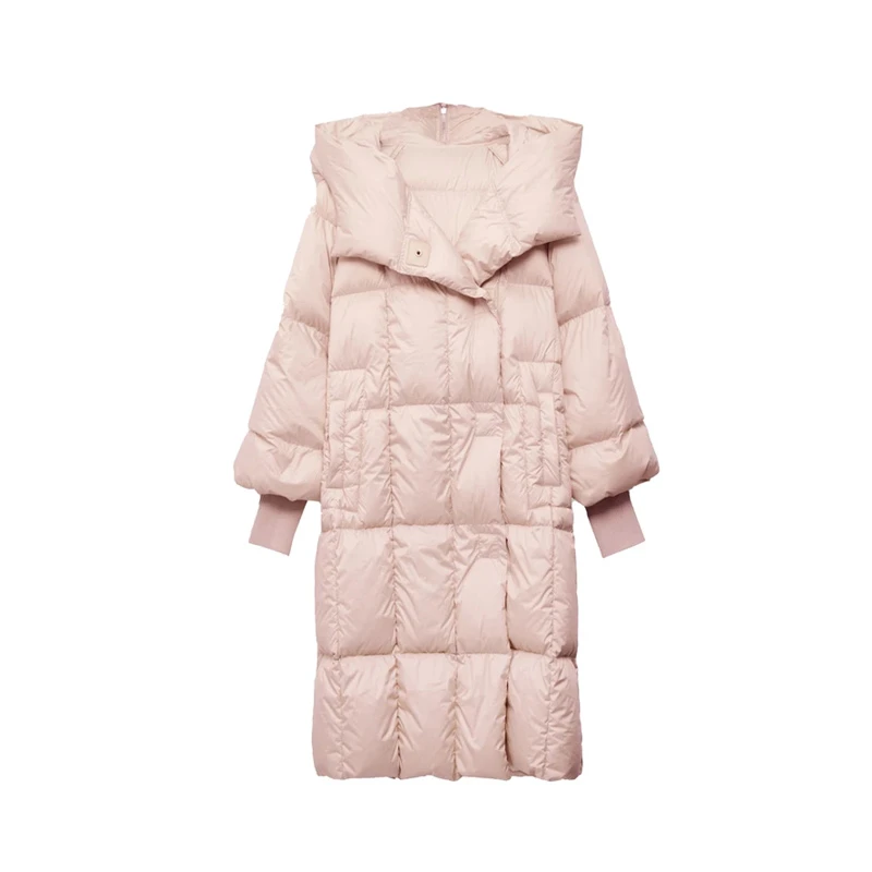 【90白鸭绒】连帽中长款加厚羽绒服外套女冬