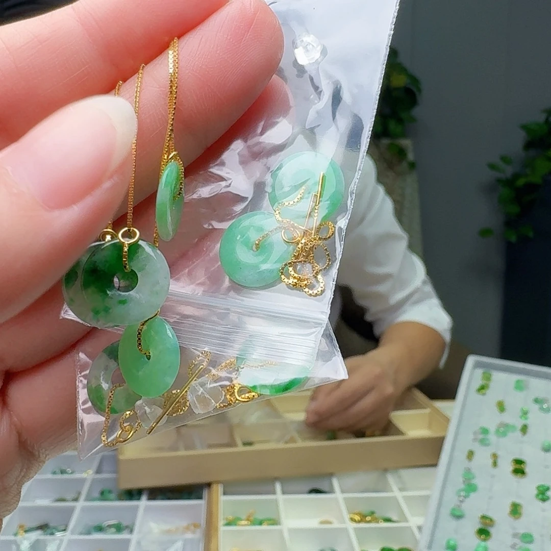 翡翠银S925镶嵌耳饰多样性发货其一