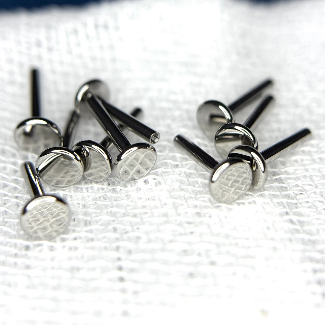 钛合金镜面手抛底座杆粗1.2（杆长6/8mm）配0.9牙口饰品灭菌完成发