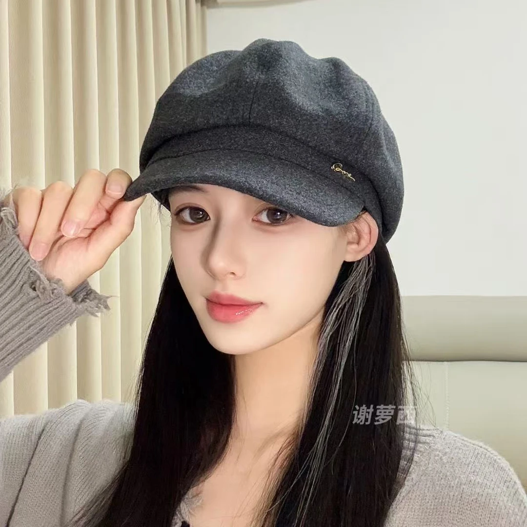 2025新款毛呢八角贝雷帽女