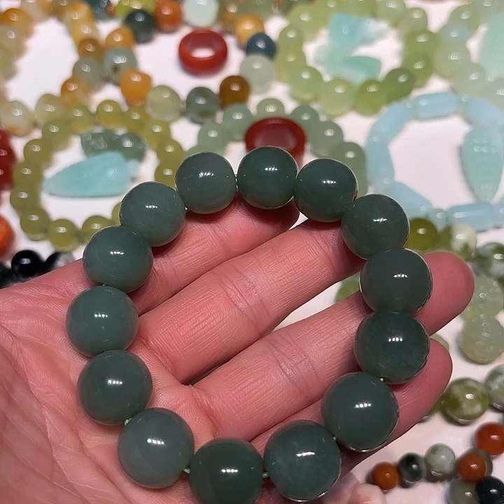 可***可蛇纹石玉未镶嵌手串