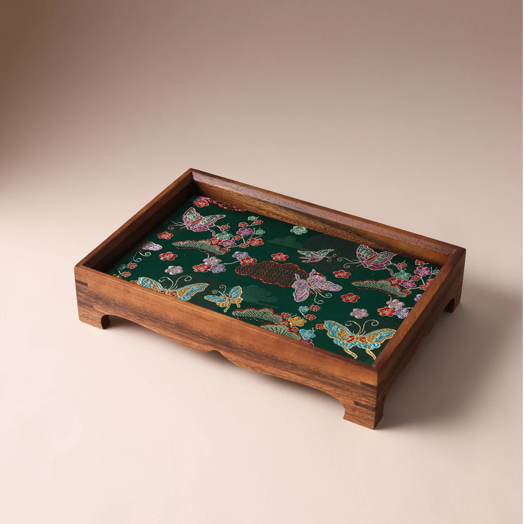 【展会上新】南美胡桃木四方高脚托盘