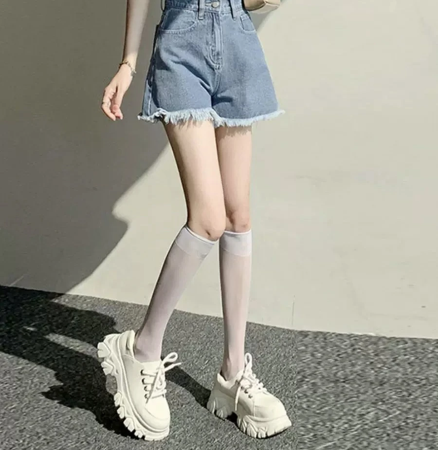 牛仔短裤女夏季薄款高腰显瘦小个子阔腿毛边a字韩版ins潮A076