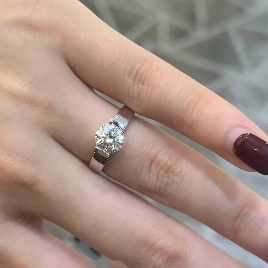 【深v女戒】1-2克拉/925银莫桑女戒高端闭口求婚送女友