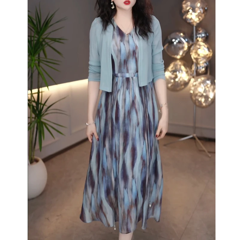 外披+背心裙套装2025春季新款时尚简约小清新显白显瘦女装连衣裙