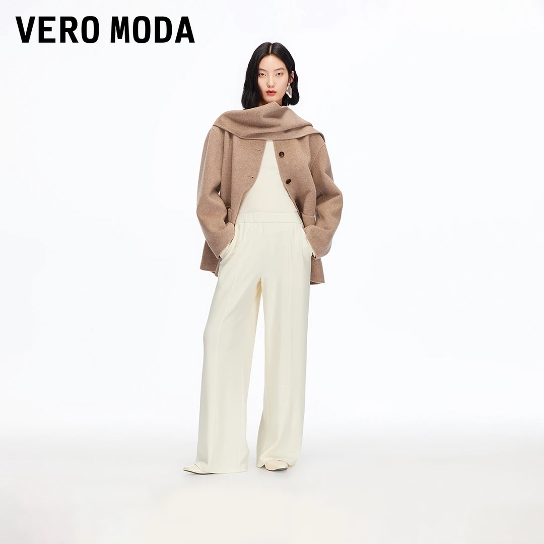 Vero Moda休闲裤【糯叽叽】女新款高腰纯色抽绳宽松阔腿裤325474002