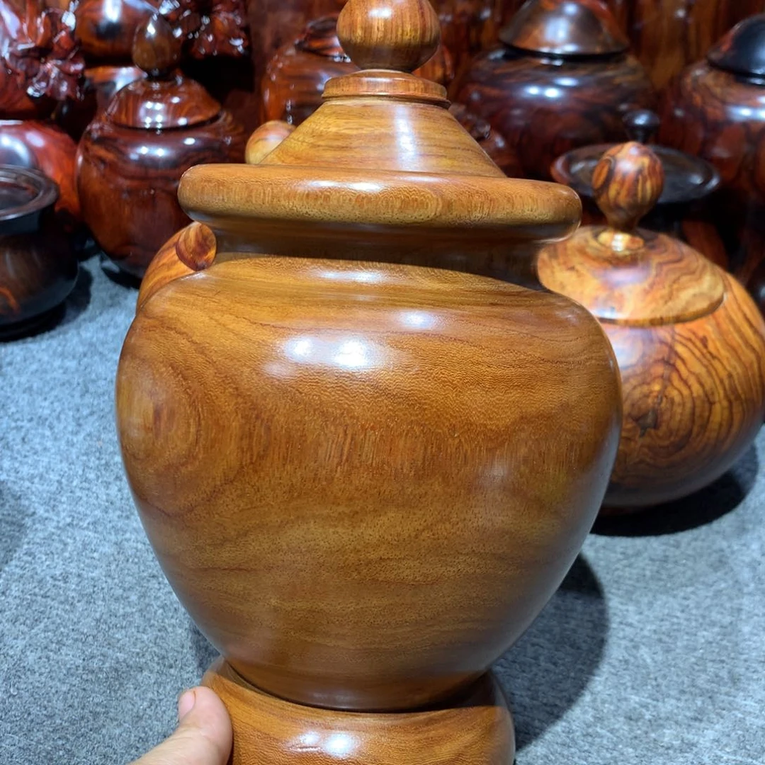 文***务木缅花大号茶叶罐