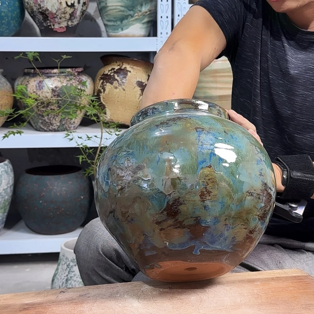 紫砂花盆尺寸15@25手拉胚坛子高货