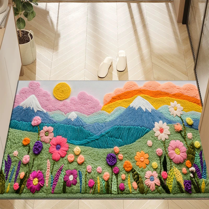 4D软硅藻泥浴室吸水地垫卫生间防滑垫家用入户门厕所门口速干地毯