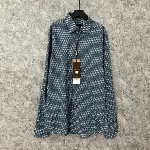 未使用 GUCCI/古驰 蓝色花纹长袖衬衫