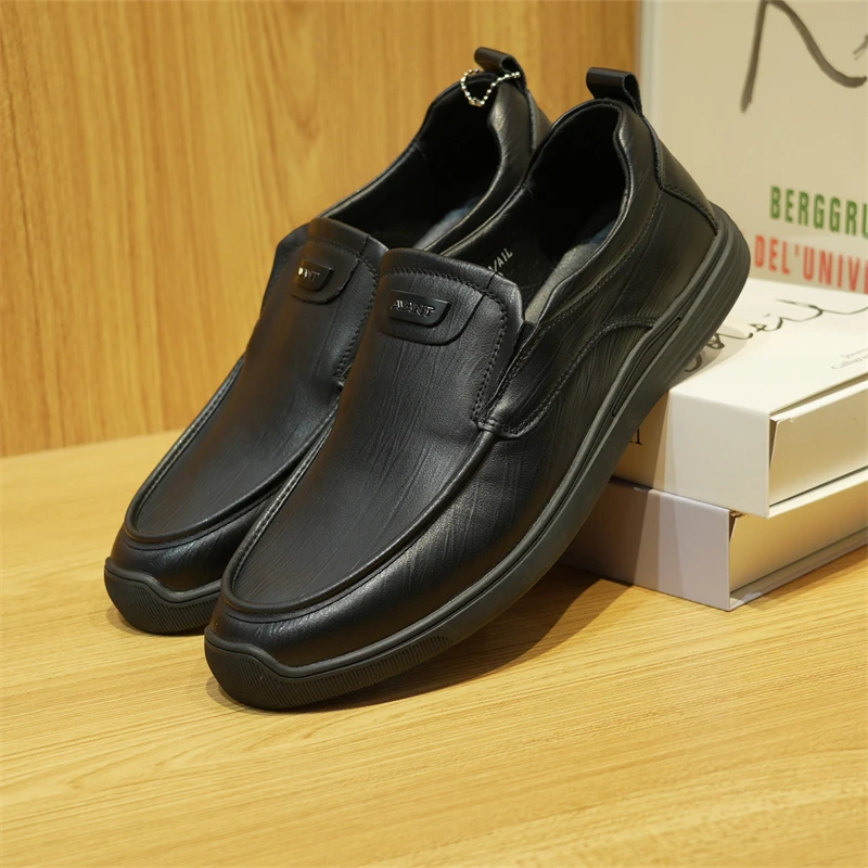 男士剪标款商务休闲真皮皮鞋纯色休闲一脚蹬平跟皮鞋ZJ226-3Y101