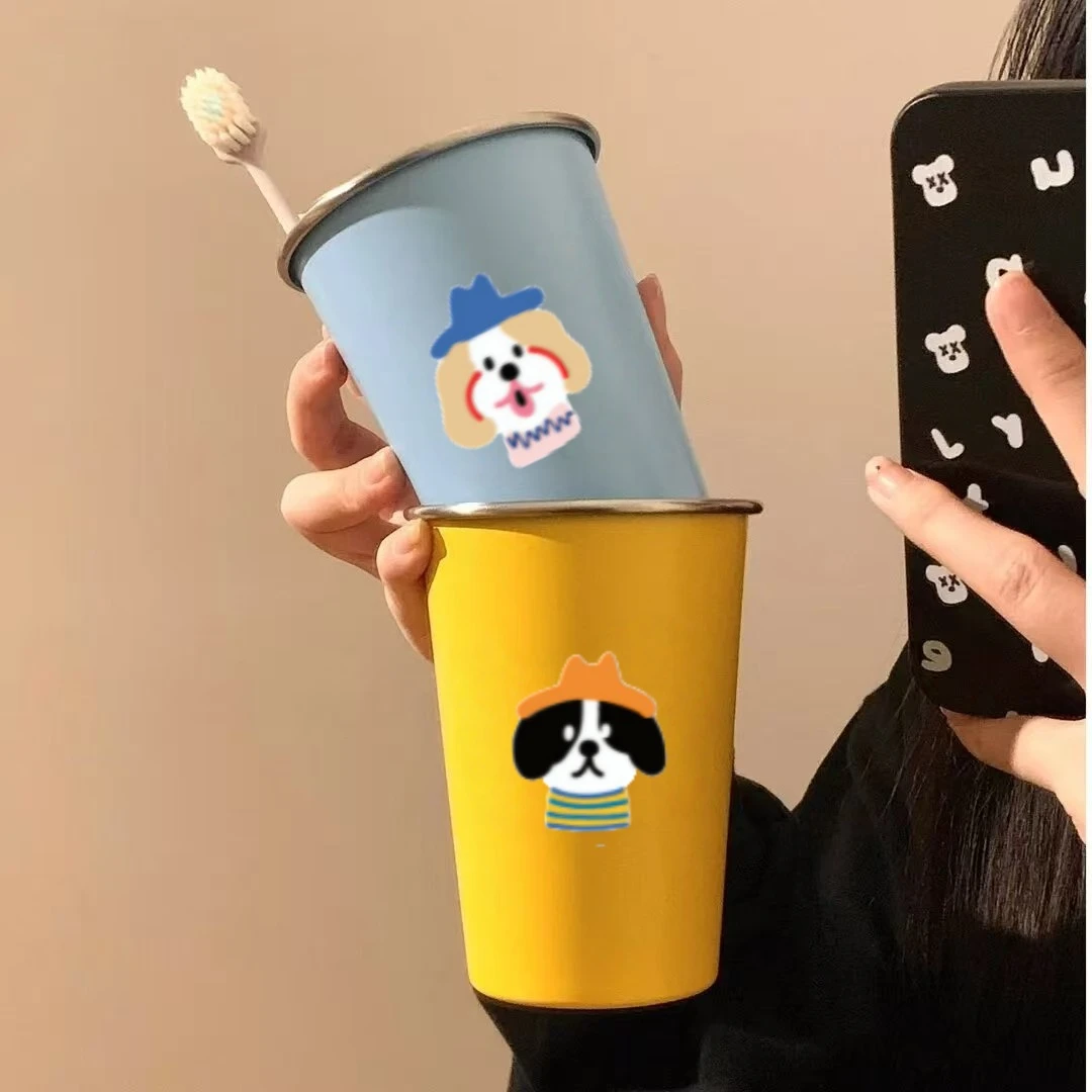 可爱小狗304不锈钢漱口杯家用牙刷杯儿童高颜值宿舍洗漱水杯情侣