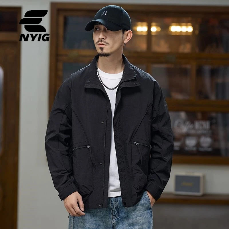NYIG秋冬立领休闲防风冲锋衣运动百搭夹克薄款运动休闲外套户外