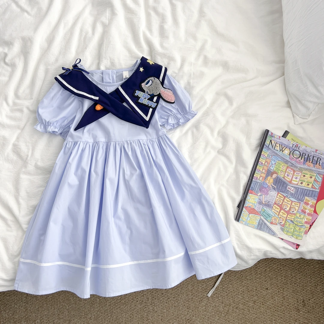 （现货）女童夏季卡通兔子警官短袖连衣裙女宝宝薄款裙子RYQXW55605