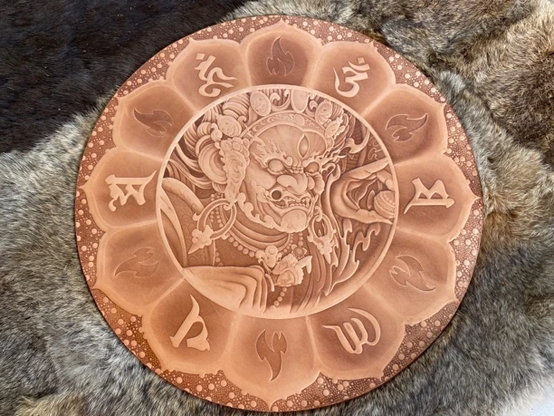 意大利植鞣头层牛皮原色置物托盘直径31厘米