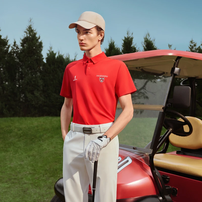 【哈佛联名】比音勒芬高尔夫2025夏新款男POLO衫运动防晒吸湿短袖