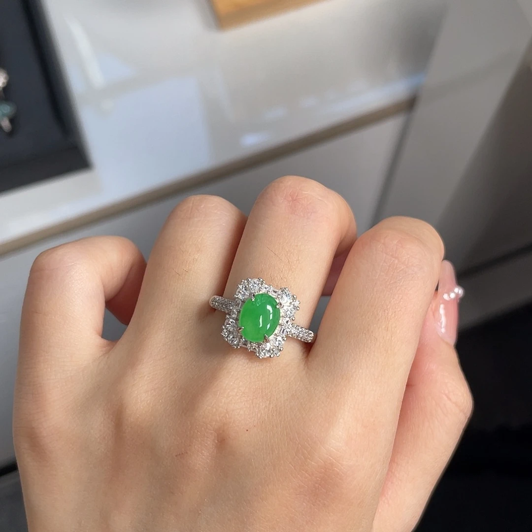 翡翠银S925镶嵌戒指