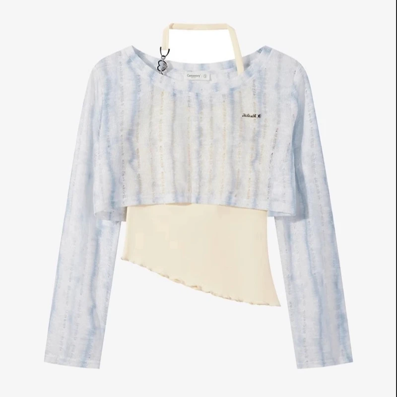 羊城故事-晕染T恤吊带背心两件套纯欲不规则上衣