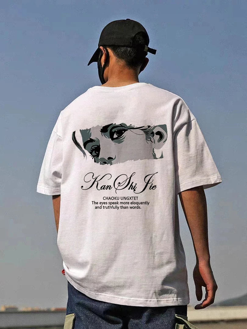 感潮流个性美式印花纯棉圆领短袖t恤男款夏季半袖上衣服穿搭