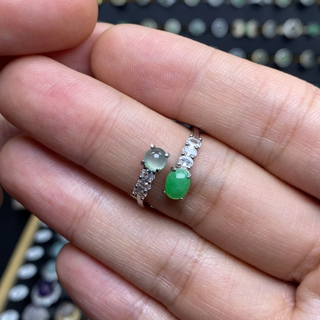 翡翠戒指银S925镶嵌11111