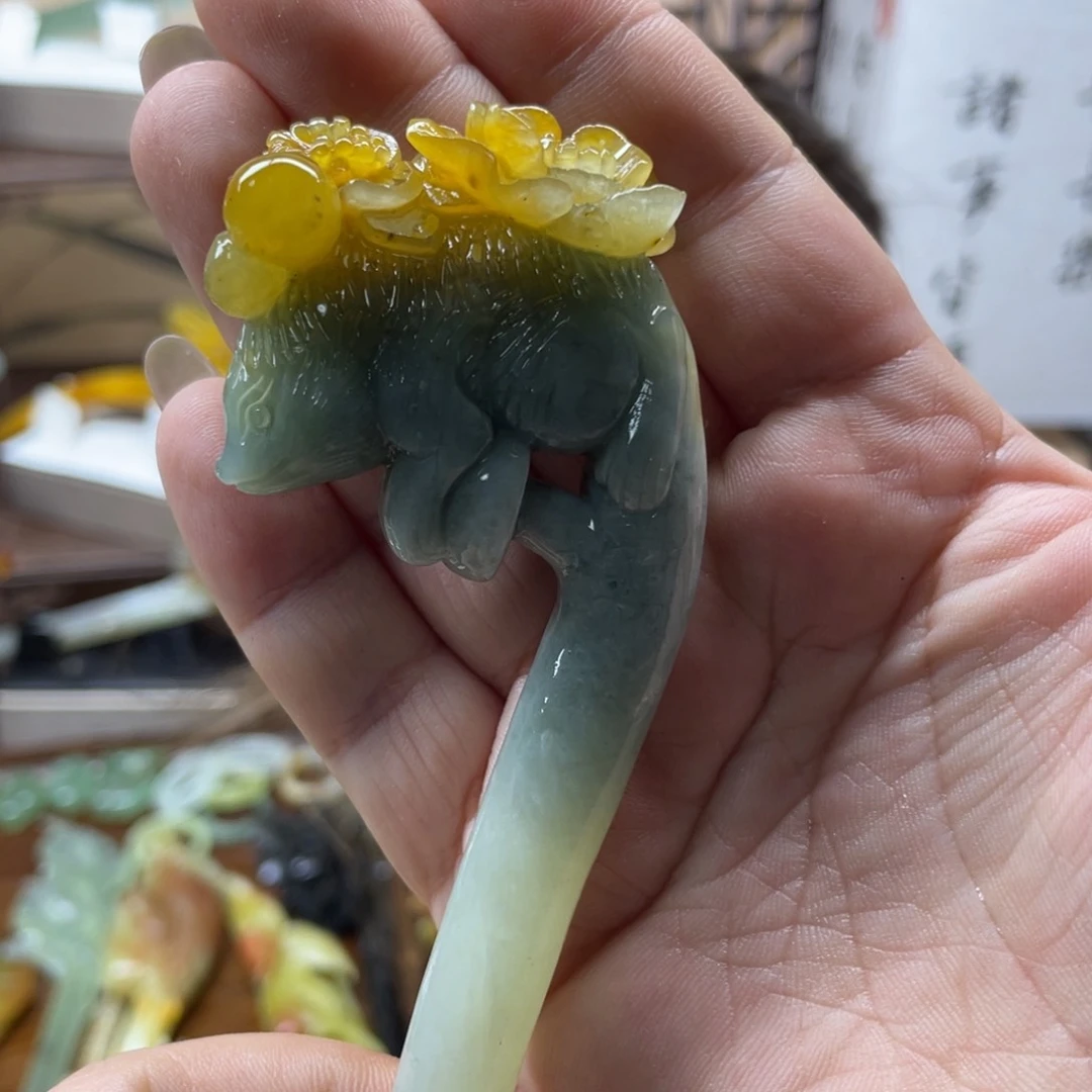岫玉发饰未镶嵌粥**始