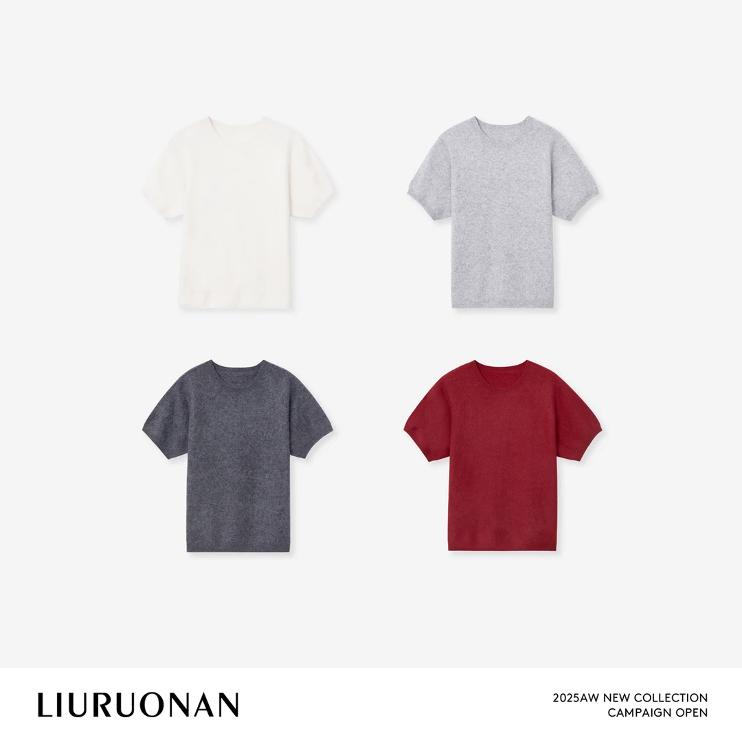 LIURUONAN 25WIN 【羊毛四色毛衣】短袖圆领秋冬款打底毛针织衫女装