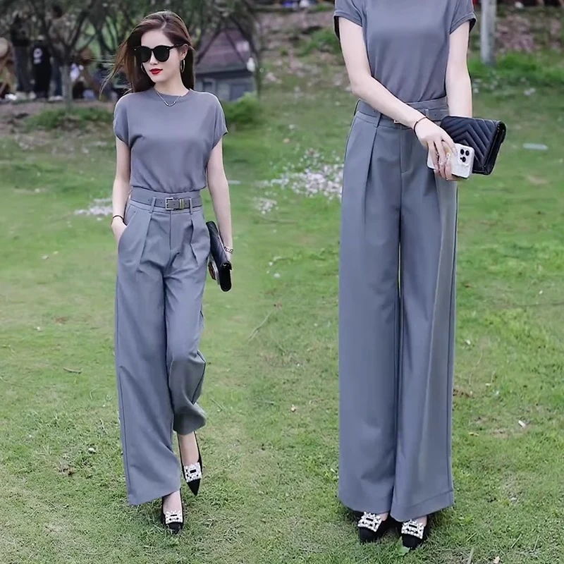 直筒西装裤女2025年夏季薄款新款高腰显瘦宽松亲肤透气休闲阔腿裤