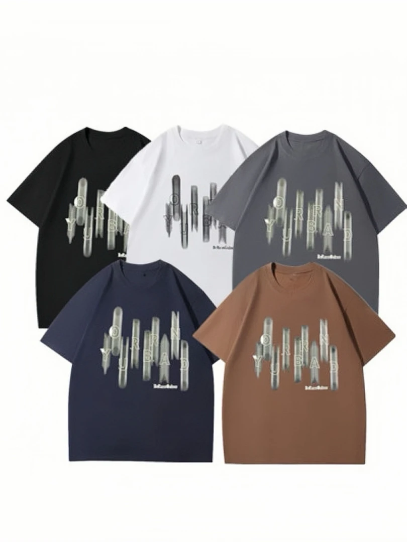 【流苏字母】时尚T恤纯棉半袖宽松百搭男士圆领半袖