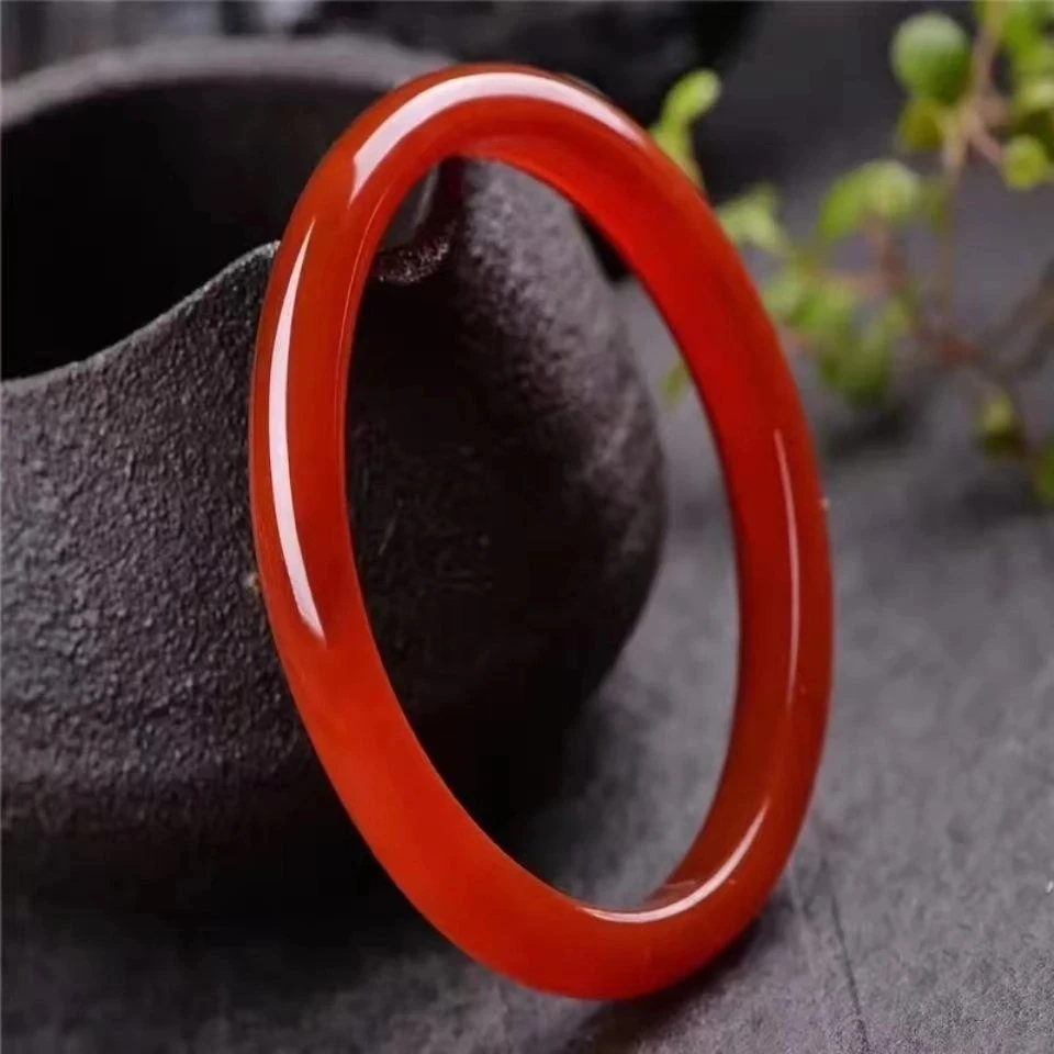 精品满色满肉柿子红南红美人条手镯