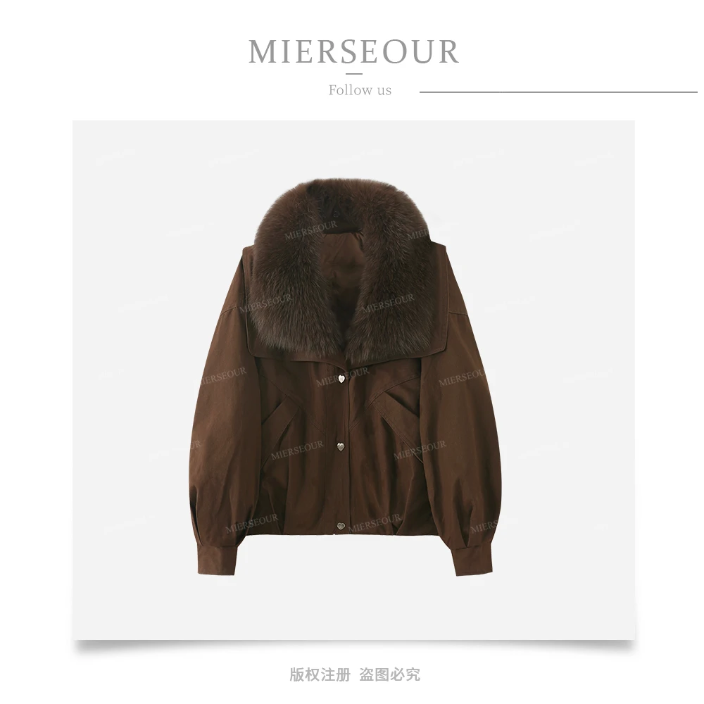 新款轻奢狐狸毛领鹅绒皮草派克外套#18339