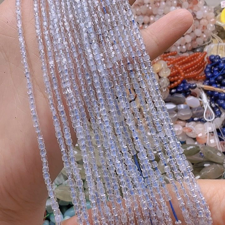 水晶珠宝半成品未镶嵌卡2海蓝宝方糖一条