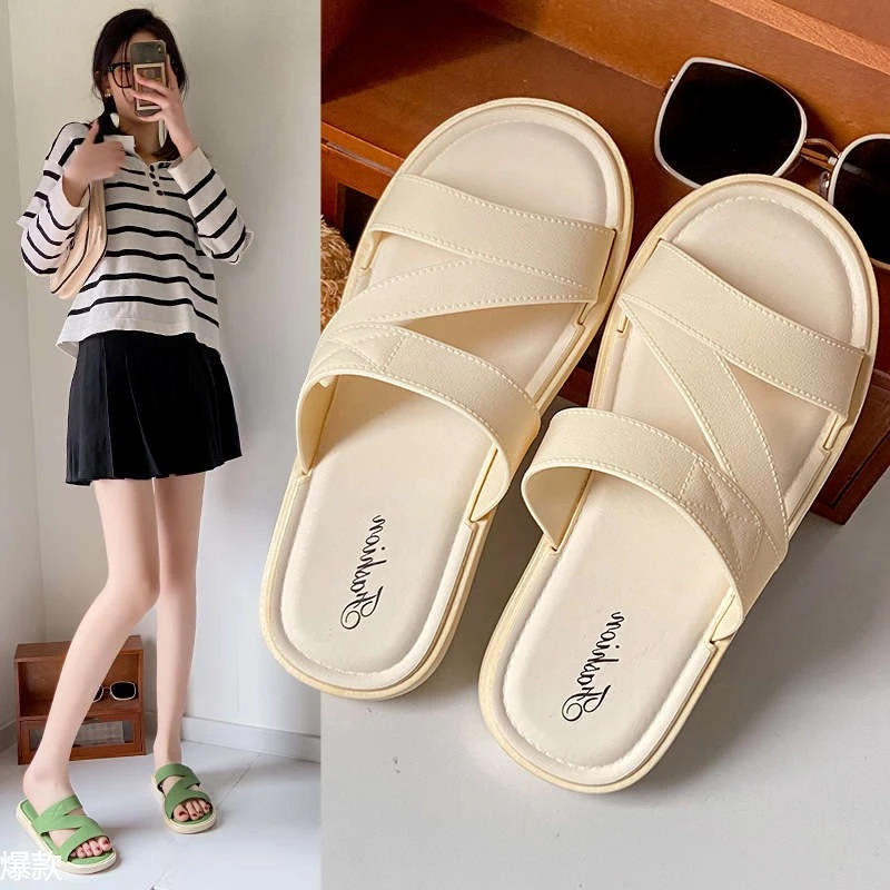 Z字带拖鞋女夏季外穿纯色凉拖鞋新款室内家居平底防滑耐磨一字拖