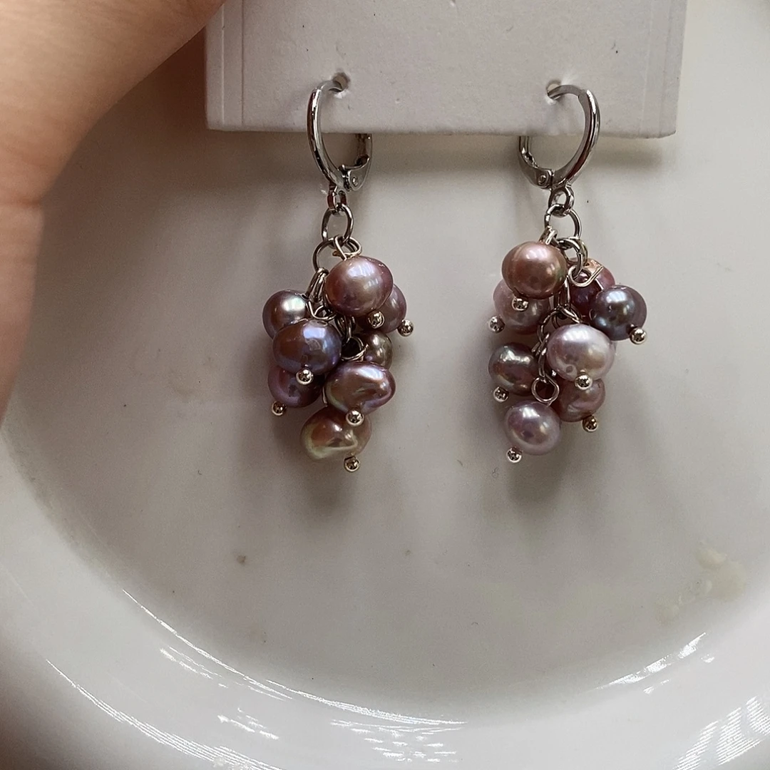 银S925镶嵌淡水珍珠耳饰