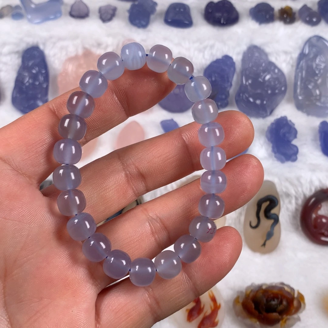 玛瑙吊坠未镶嵌溯**源蓝玛瑙老型珠