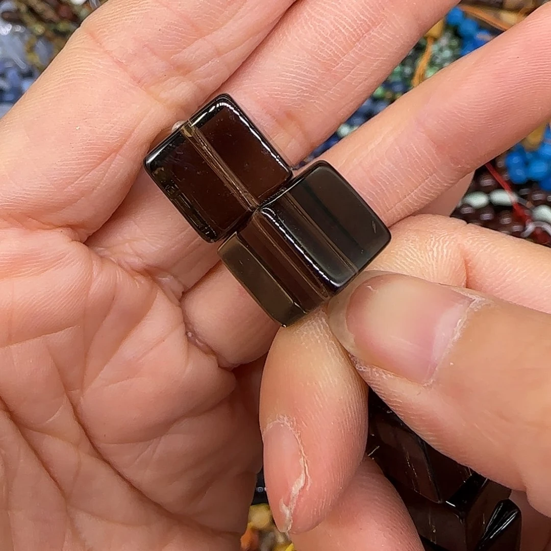 玛瑙/玉髓合金珠宝半成品茶晶12mm方块2颗