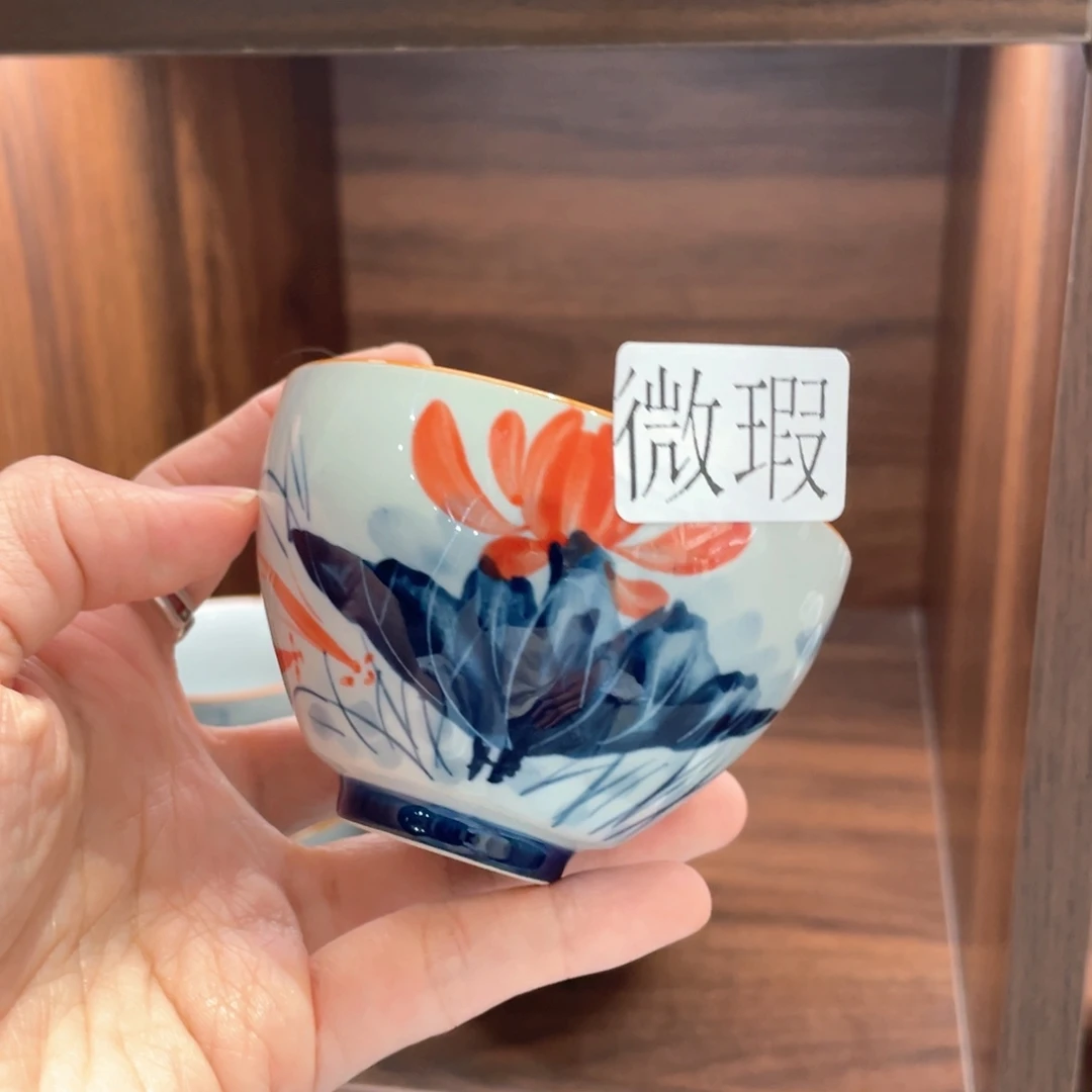 釉下手绘茶具微瑕