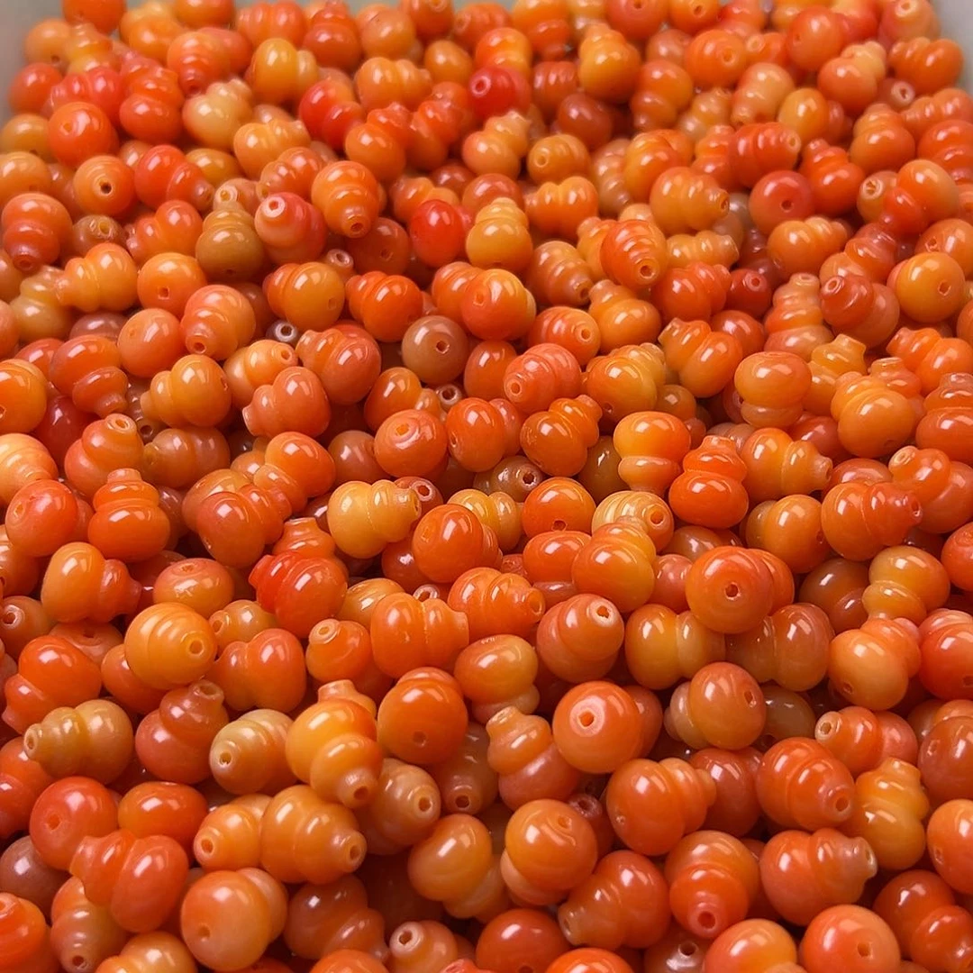 菩提根/象牙果手串微瑕卡14晚霞橘葫芦40颗