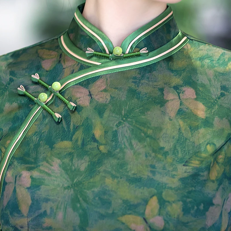 白幼秀新款2025复古时尚优雅中式立领港风款旗袍中国风旗袍5570