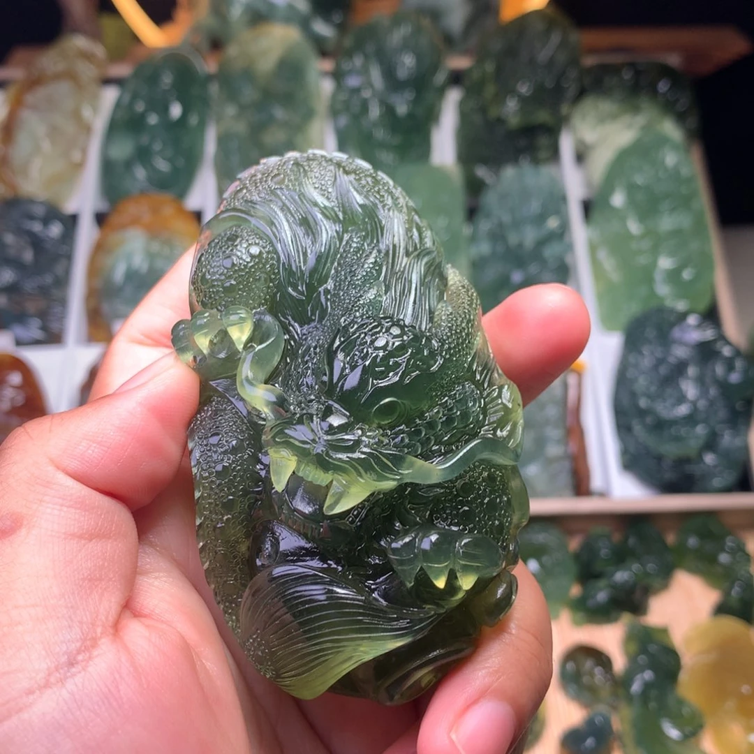 执***玉未镶嵌蛇纹石玉手把件龙