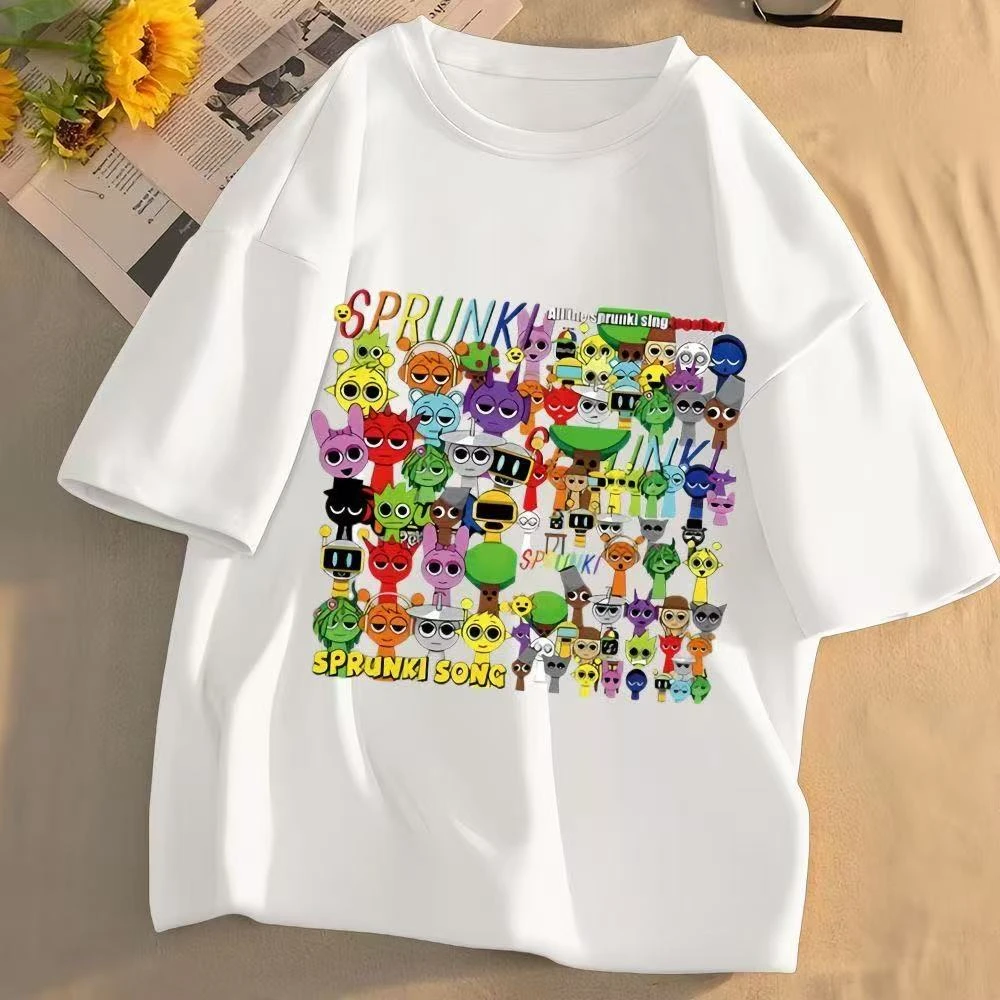 Sprunki恐怖节奏盒子夏季款男女中大儿童短袖t恤纯棉圆领上衣潮4