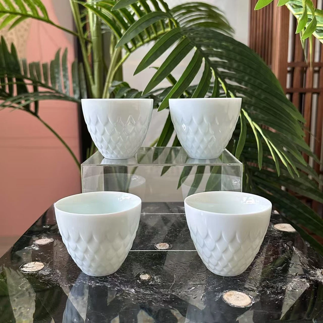 甄瓷CC丨龙鳞玉骨杯四只装