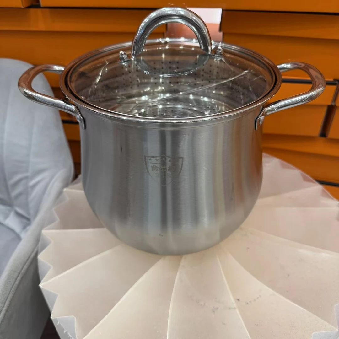 不锈钢汤锅家用燃气电磁炉炖汤烧水煮炖煲熬粥双耳加厚