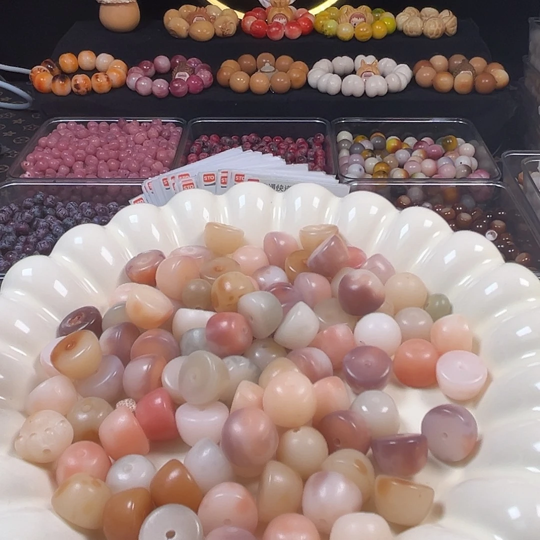 菩提根/象牙果手串卡12非料花皮碗珠50颗